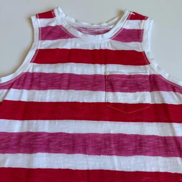 Primary Kids Pink Red Striped Cotton Tank Top Girls 8-9 - Picture 4 of 8